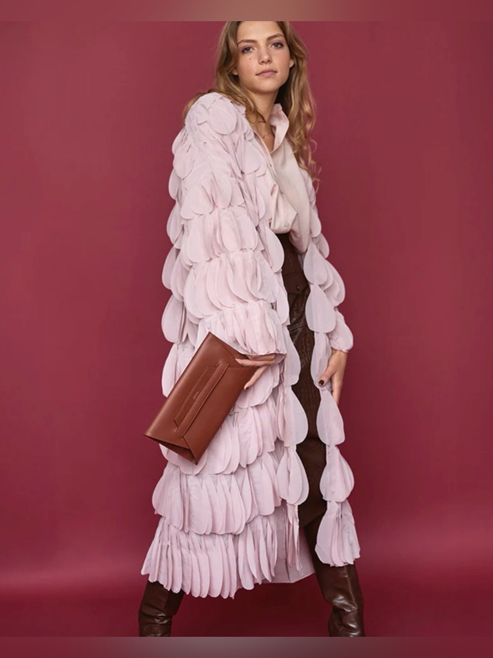 Zara Blush Pink Petal Duster Coat M